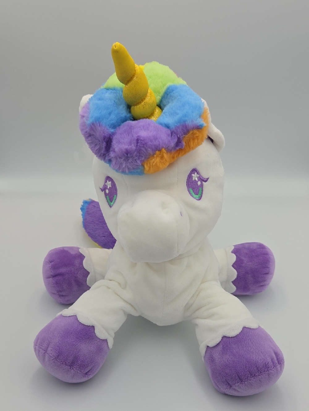Hallmark White Unicorn Plush with Rainbow Mane & Purple Hooves